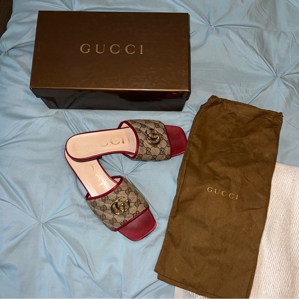 Authentic Red Gucci slide sandals in size 38